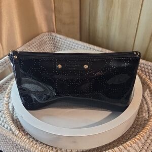 Kate Spade Black Quilted Patent Clutch Make Up Bag